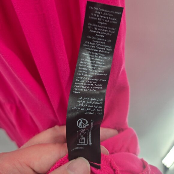 City Chic Fuscia Pink Nikki Short Sleeved Tiered Midi Dress Large/UK 20 - Picture 8 of 10